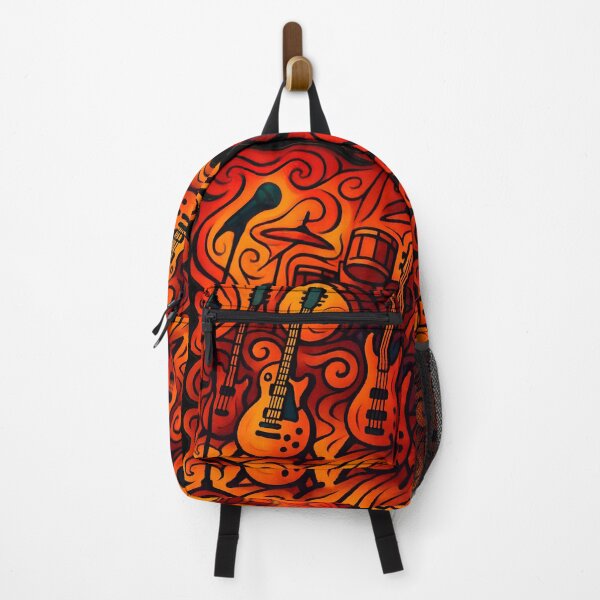 Item preview, Fiery Rock Stage Instruments – Psychedelic Guitar & Drum Set Illustration designed and sold by WilderRoads.