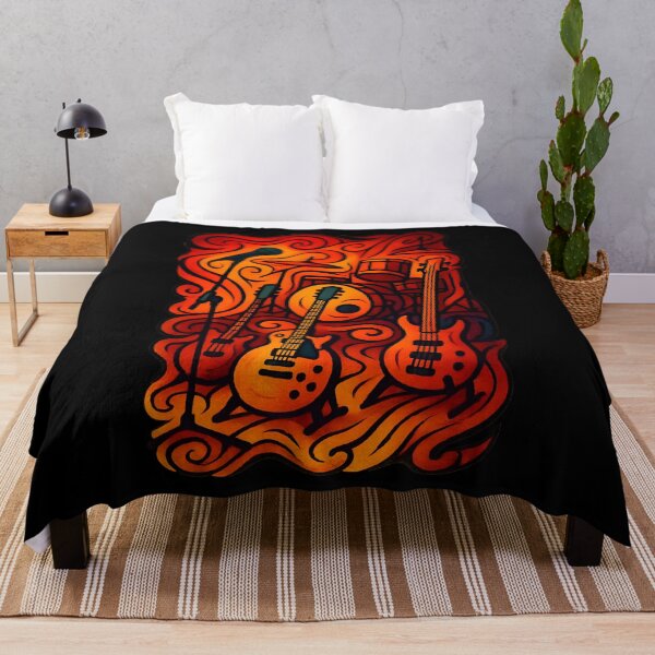 Item preview, Fiery Rock Stage Instruments – Psychedelic Guitar & Drum Set Illustration designed and sold by WilderRoads.