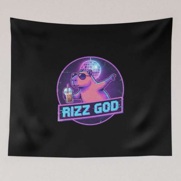 Item preview, Rizz God Capybara Glitch Pixel Art Disco designed and sold by Fenay Designs.