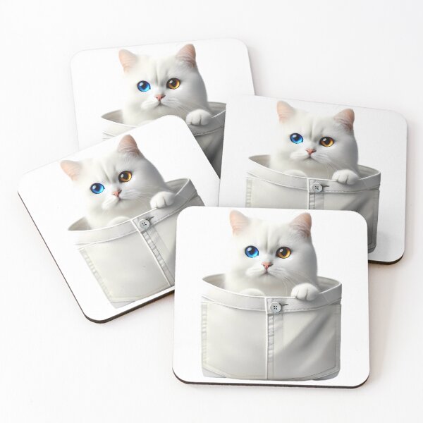Item preview, Cute White Cat with Odd Eyes in Pocket Big designed and sold by Click & Grab.