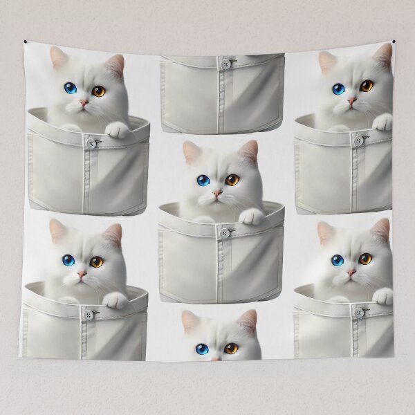 Item preview, Cute White Cat with Odd Eyes in Pocket Big designed and sold by Click & Grab.