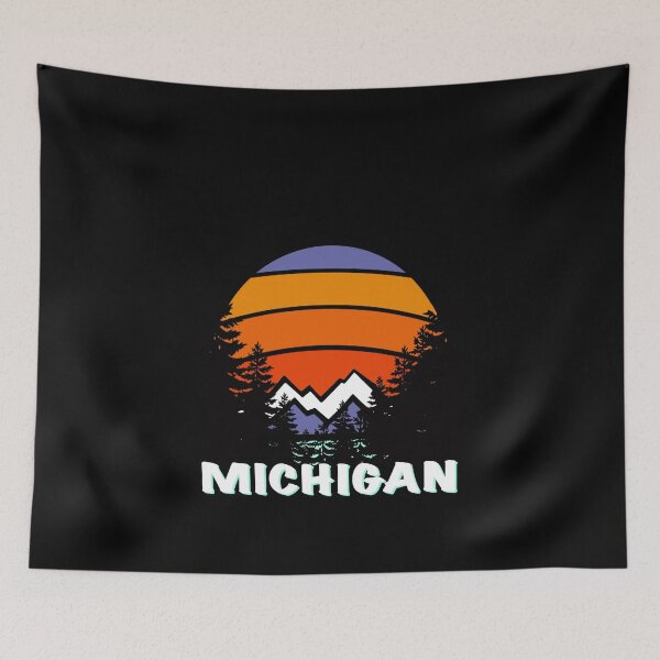 Item preview, Michigan water winter play land  The Great lake state evergreen retro sunset designed and sold by hollycooper.