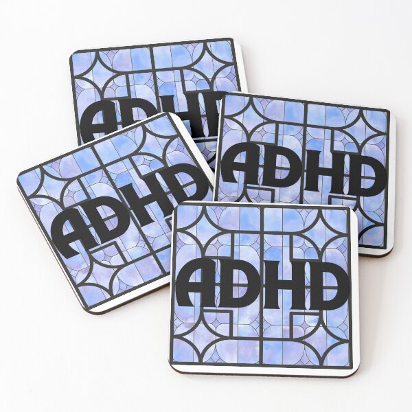 Item preview, ADHD Stained Glass Typography – Blue Abstract Neurodivergent Art designed and sold by plutobleuu.