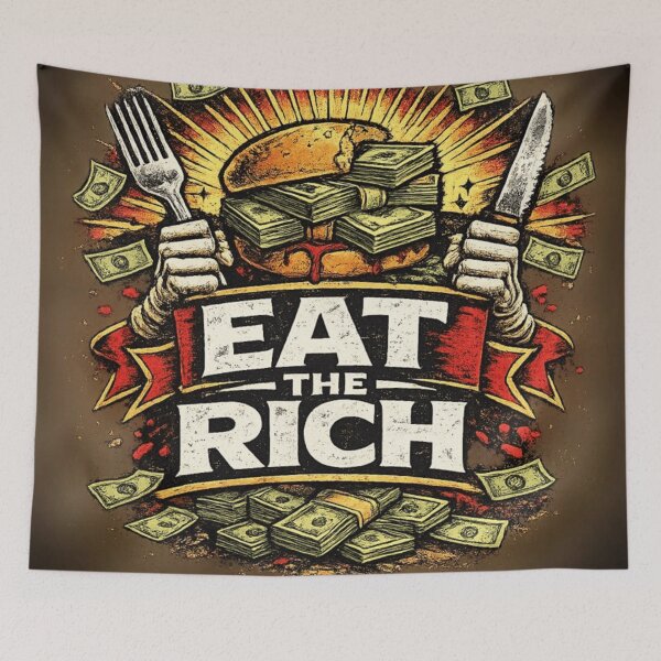 Item preview, Eat the Rich – Anti-Corporate Protest Illustration Design designed and sold by SolidarityHQ.