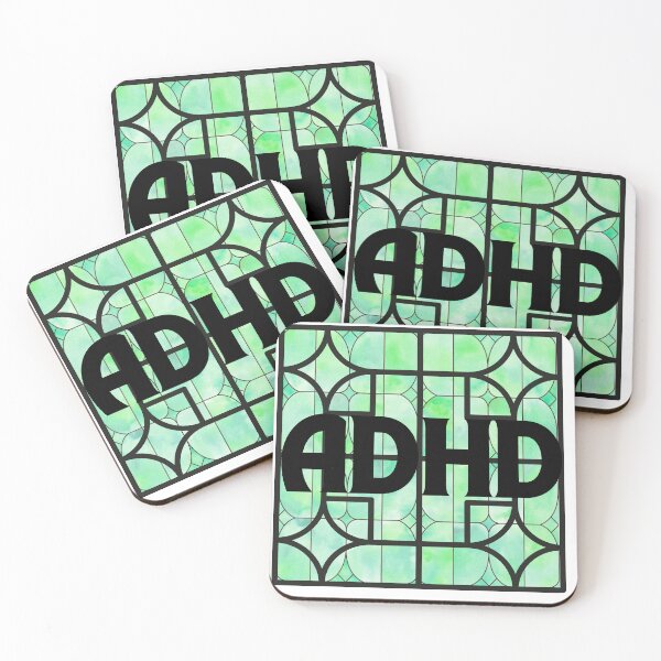 Item preview, ADHD Stained Glass Typography – Green Abstract Neurodivergent Art designed and sold by plutobleuu.