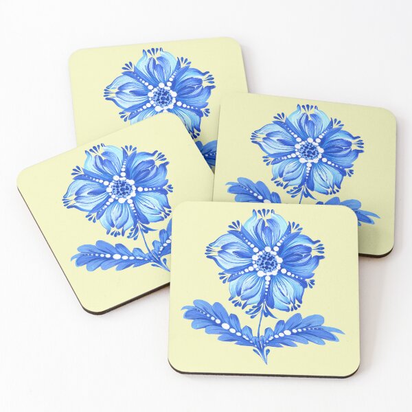Item preview, Blue flower, Ukraine art, Petrykivka style, author's drawing designed and sold by Sunflower-7.