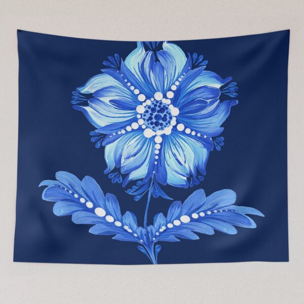 Item preview, Blue flower, Ukraine art, Petrykivka style, author's drawing designed and sold by Sunflower-7.