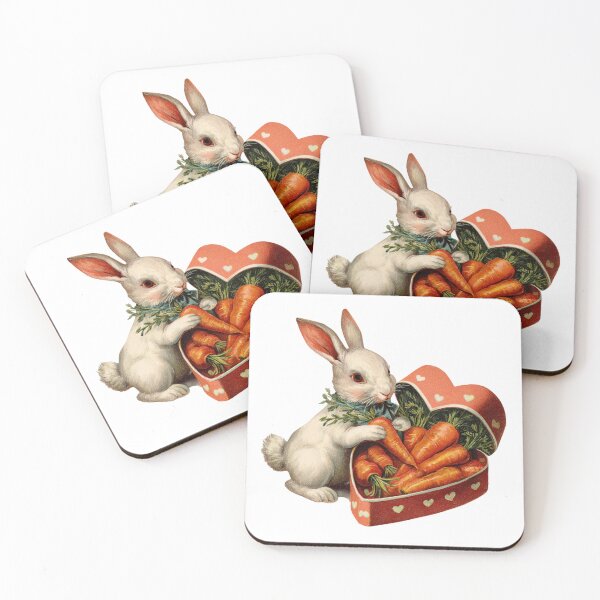 Item preview, Vintage Bunny eating valentines day carrots designed and sold by MendaciousMina.