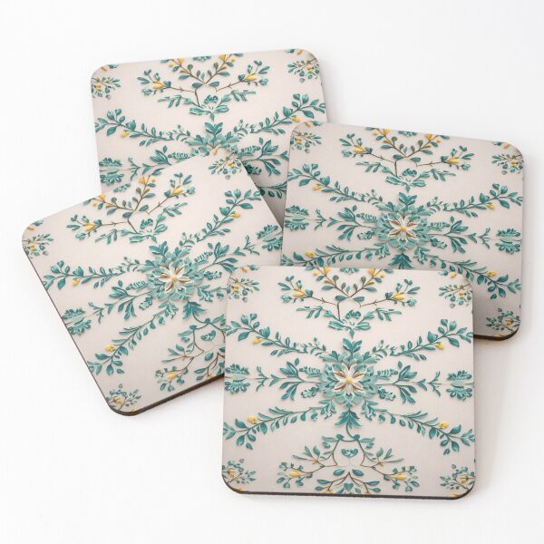 Item preview, Golden Bloom & Teal Leaves – Elegant Floral Art Pattern designed and sold by Colorshow-relax.