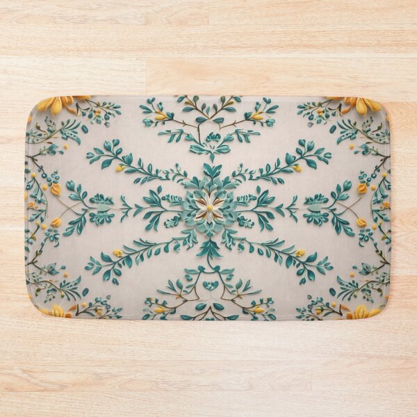 Item preview, Golden Bloom & Teal Leaves – Elegant Floral Art Pattern designed and sold by Colorshow-relax.