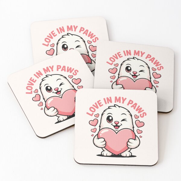 Item preview, Love in My Paws – Cute Kawaii White Sasquatch Holding Heart Valentine  Illustration designed and sold by NaturEdeN.