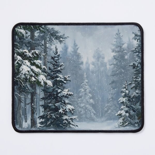 Item preview, Silent Pine Forest in Snowfall - Vintage Winter Landscape Oil Painting Art Print designed and sold by DesignAnother.
