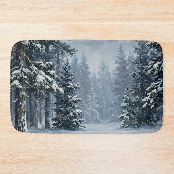Item preview, Silent Pine Forest in Snowfall - Vintage Winter Landscape Oil Painting Art Print designed and sold by DesignAnother.