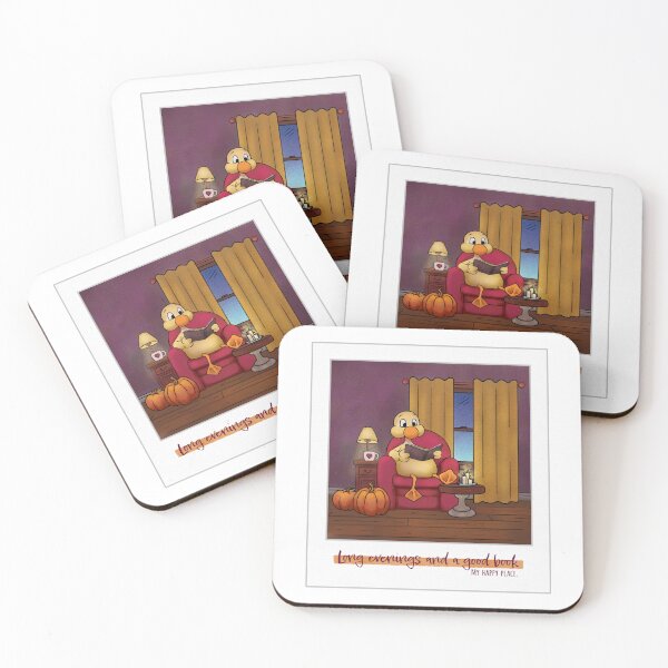 Item preview, Duck reading a book in an armchair, fall and autumn season vibes designed and sold by EmmaSB-Designs.
