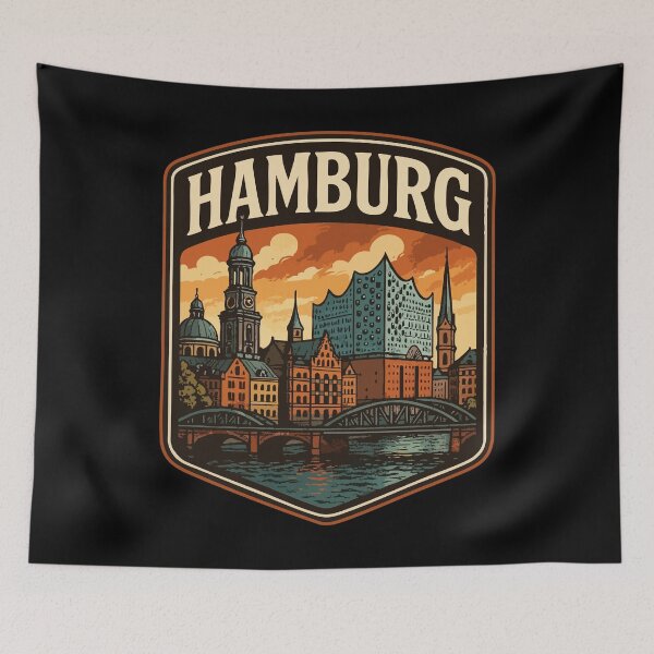Item preview, Hamburg Germany Retro Vintage Travel designed and sold by TomFrontierArt.