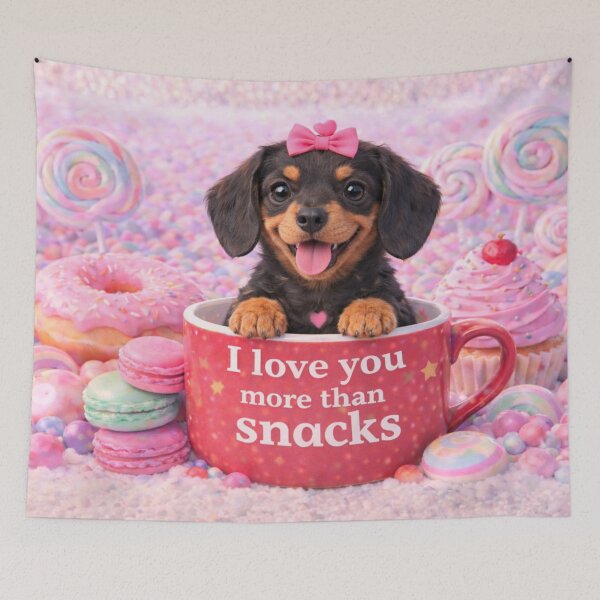 Item preview, Dachshund Puppy Loves Snacks designed and sold by GivingJoy.