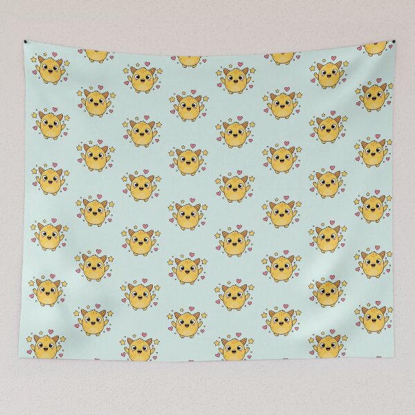 Item preview, Cute Yellow Star Monster - Kawaii Happy Creature designed and sold by Rafcioo.
