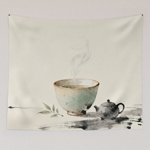 Item preview, Soft Zen Tea Ritual – Minimal Line Art Wall Decor designed and sold by sana designer.