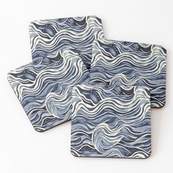 Item preview, Ocean Flow Seamless Wave Pattern designed and sold by MoxisWatercolor.