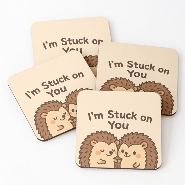 Item preview, Hedgehog couple illustration 'I'm Stuck on You' designed and sold by Lyvion design.