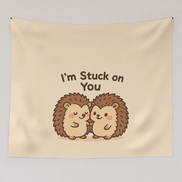 Item preview, Hedgehog couple illustration 'I'm Stuck on You' designed and sold by Lyvion design.