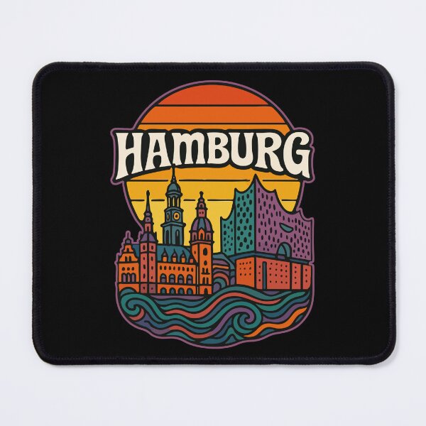 Item preview, Hamburg Germany Retro Trippy Art Travel designed and sold by TomFrontierArt.