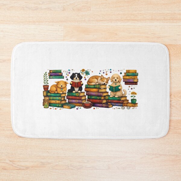 Item preview, Dogs Reading Books Cozy Library Scene designed and sold by HandicraftArt.