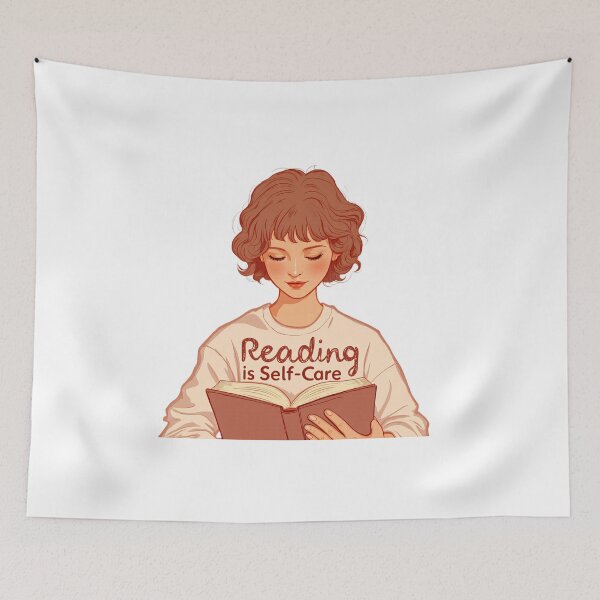 Item preview, Young person reading a book at home while lying down on a comfortable surface in a quiet space during the evening designed and sold by SpaceartLilu.