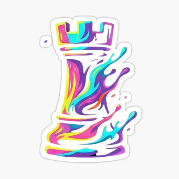 Bunter Flüssiger Turm - Lebendiger Abstrakter Schach-Turm Flüssige Farbspritzer Aufkleber