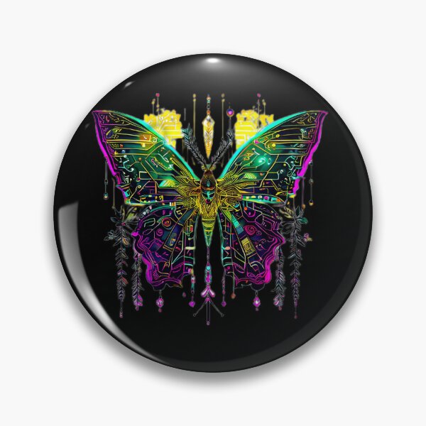 Item preview, Cyberpunk Neon Butterfly with Microcircuits – Futuristic Tech Art designed and sold by Naturalite19.