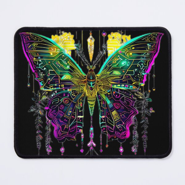 Item preview, Cyberpunk Neon Butterfly with Microcircuits – Futuristic Tech Art designed and sold by Naturalite19.