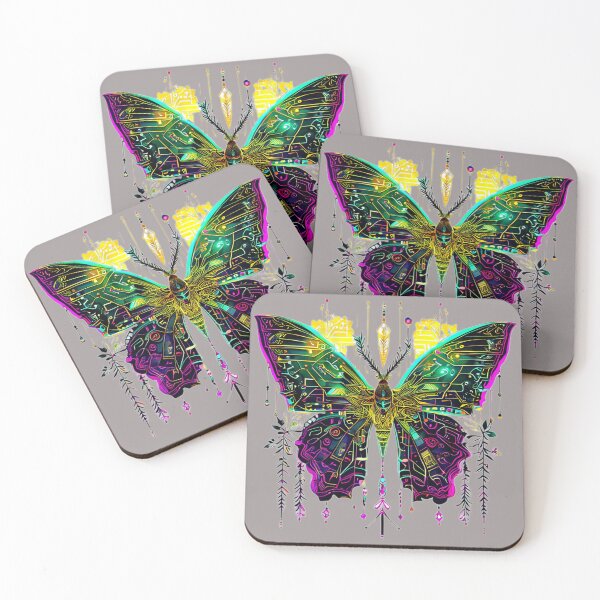Item preview, Cyberpunk Neon Butterfly with Microcircuits – Futuristic Tech Art designed and sold by Naturalite19.