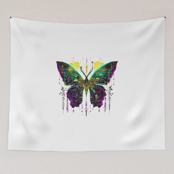 Item preview, Cyberpunk Neon Butterfly with Microcircuits – Futuristic Tech Art designed and sold by Naturalite19.