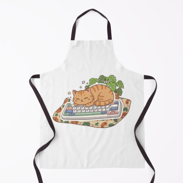 Item preview, Gamer Cat on Keyboard with Plant - Cute Cat Illustration designed and sold by Hearts House.
