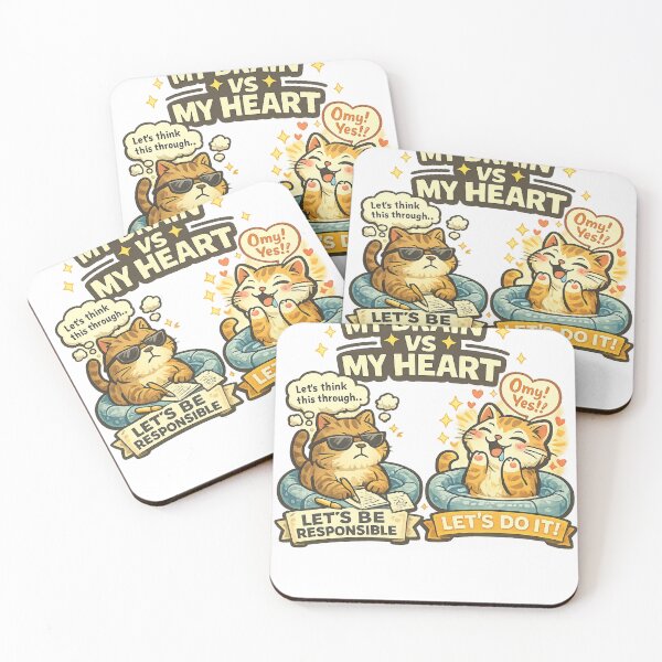 Item preview, My Brain vs My Heart – Funny Responsible vs Impulsive Cat Design designed and sold by EpicwaveDesigns.