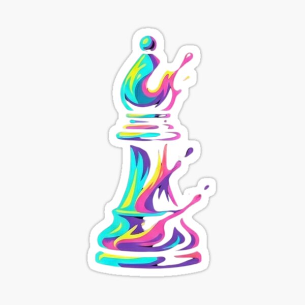 Colorful Liquid Bishop - Vibrant Abstract Chess Bishop Liquid Paint Splash Sticker