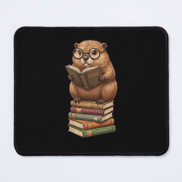 Item preview, Studious Beaver Reading Vintage Books | Whimsical Book Lover Animal Illustration designed and sold by MS Pod Studio.