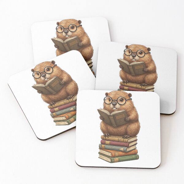 Item preview, Studious Beaver Reading Vintage Books | Whimsical Book Lover Animal Illustration designed and sold by MS Pod Studio.