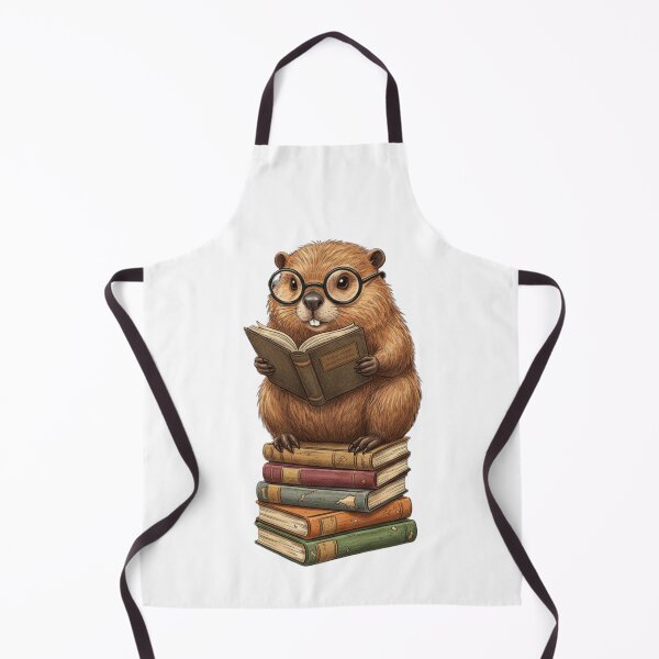 Item preview, Studious Beaver Reading Vintage Books | Whimsical Book Lover Animal Illustration designed and sold by MS Pod Studio.