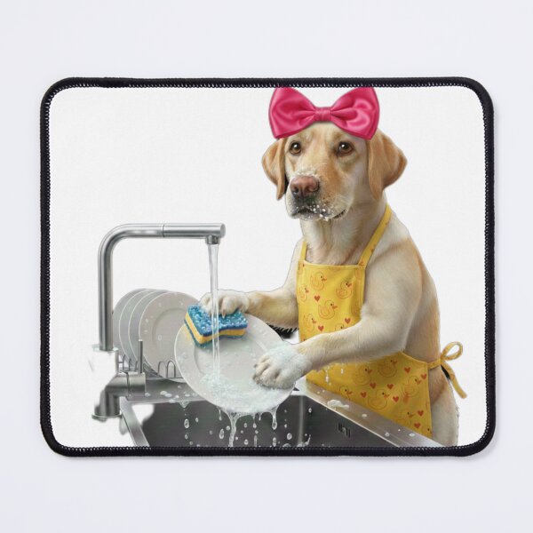 Item preview, The Helpful Labrador: Cute Dog Washing Dishes designed and sold by Fatomfatom.