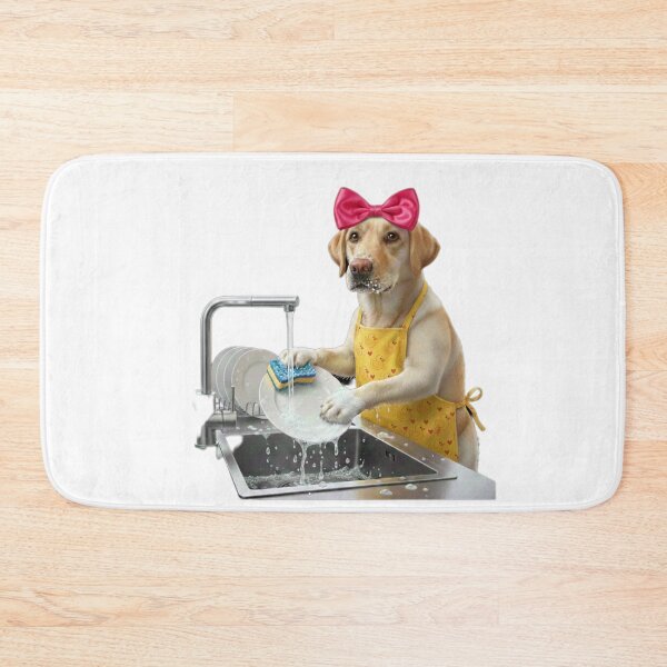 Item preview, The Helpful Labrador: Cute Dog Washing Dishes designed and sold by Fatomfatom.