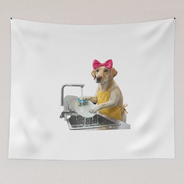 Item preview, The Helpful Labrador: Cute Dog Washing Dishes designed and sold by Fatomfatom.