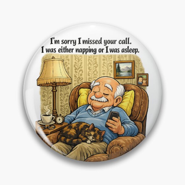 Item preview, Napping or Asleep Funny Grandpa Cartoon Print With Tortoiseshell Cat, Cozy Vintage Living Room Wall Art Gift From Kids and Grandkids designed and sold by TerScott.