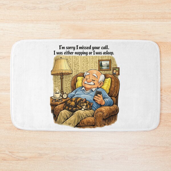 Item preview, Napping or Asleep Funny Grandpa Cartoon Print With Tortoiseshell Cat, Cozy Vintage Living Room Wall Art Gift From Kids and Grandkids designed and sold by TerScott.