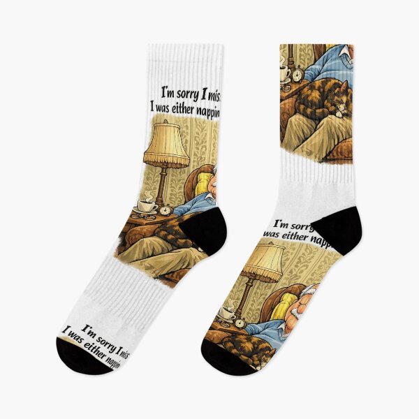 Item preview, Napping or Asleep Funny Grandpa Cartoon Print With Tortoiseshell Cat, Cozy Vintage Living Room Wall Art Gift From Kids and Grandkids designed and sold by TerScott.