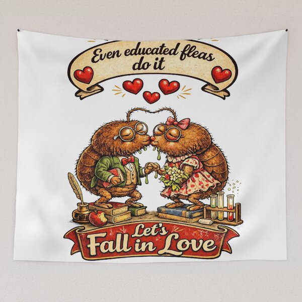 Item preview, Even Educated Fleas Do It – Retro Love Bug Illustration designed and sold by ZEBBEDE - Minimal Streetwear .