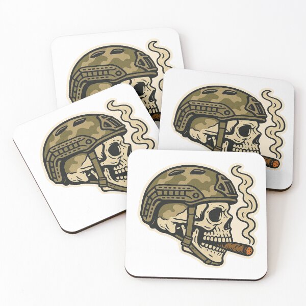 Item preview, Tactical Skull Sticker - Military Helmet & Cigar Vinyl Decal - Camo Operator Skull Waterproof Sticker designed and sold by Warhead Collective.