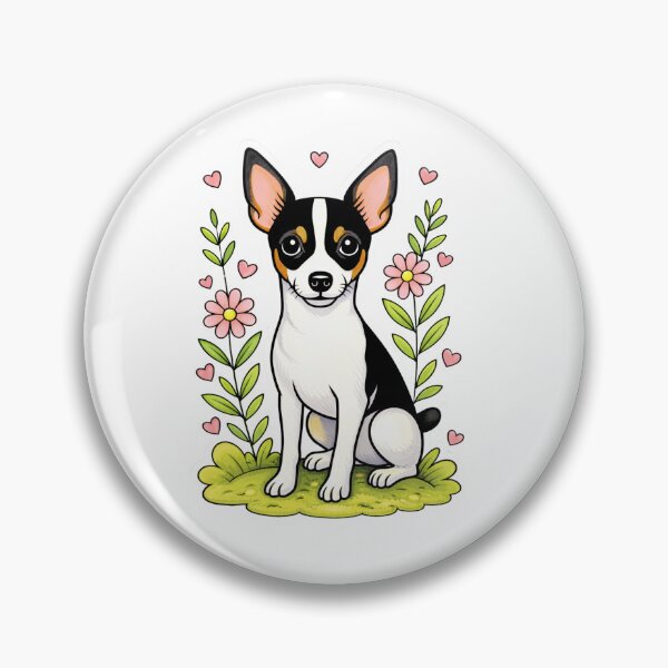 Aperçu de l'œuvre Autocollant à rayures blanches Toy Fox Terrier créée et vendue par C.SplashPrints.
