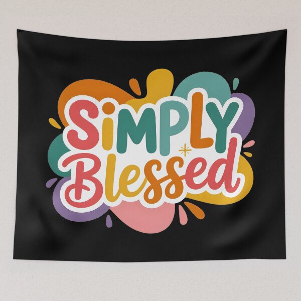 Item preview, Simply Blessed – Colorful Positive Typography Design designed and sold by SoftStyleStudio ⭐⭐⭐.