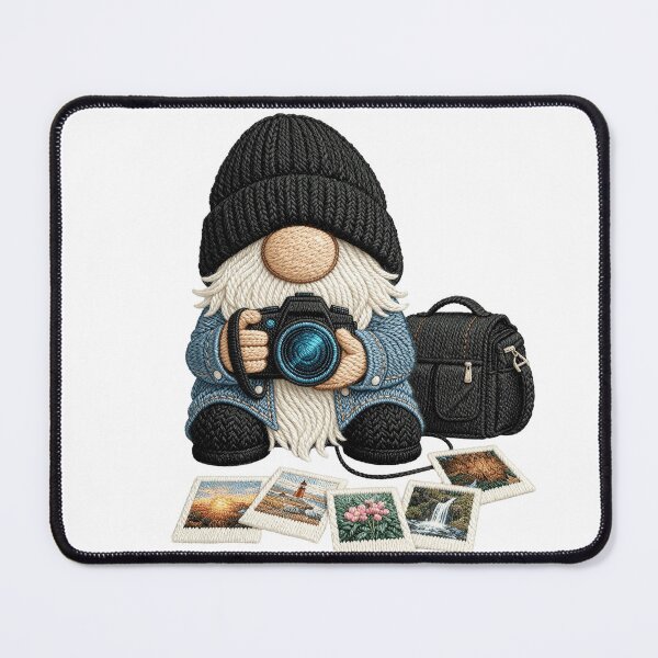 Item preview, Photography Gnome with Camera – Cozy Faux Knitted Photographer Design designed and sold by winniwinston.